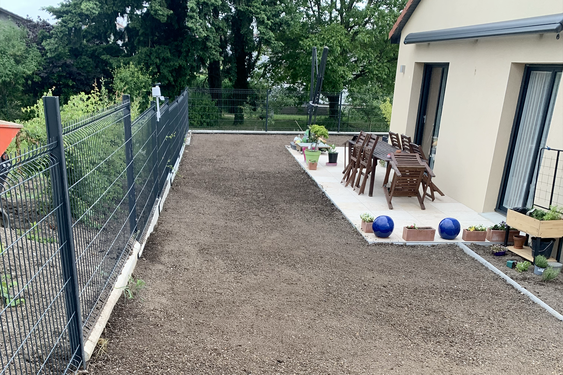 Préparation de terrassement - plaquage gazon
